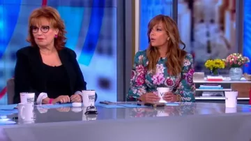 Aqua Black Boyfriend Jacket with Stripe Lining worn by Joy Behar on The View October 2, 2019