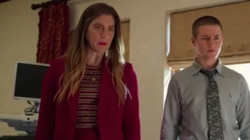 Madewell pink ribbed baby tee worn by McAfee (Laura Dreyfuss) in The Politician Season 1 Episode 6