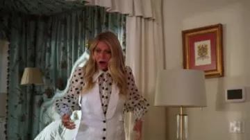 Zimmermann white polka dot blouse worn by Georgina Hobart (Gwyneth Paltrow) in The Politician Season 1 Episode 6