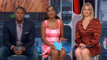 Ph5 pink and white check top worn by Keke Palmer on Good Morning America Weekend September 17,2019