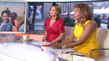 Michael Kors stretch boucle-crepe sheath dress worn by Hoda Kotb on Today October 3, 2019