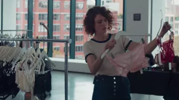 Denim Jean Skirts with Button Front worn by Isabel (Lucy Walters) in Entangled