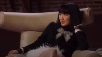 Alice + Olivia Black Addison Embellished Bow Jacket worn by Mei Lin (Poppy Liu) in Sunnyside Season 1 Episode 2