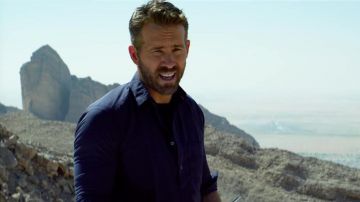 Blue long sleeve shirt worn by One (Ryan Reynolds) in 6 Underground