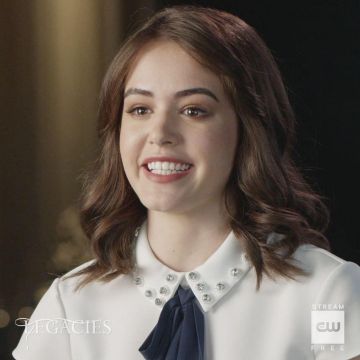 The white top with rhinestones on the collar worn by Kaylee Bryant on the account Instagram of @cwlegacies