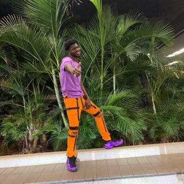 The Sneakers Nike Air Foamposite Pro Purple Camo Lil Sin X on the account Instagram of @lilnasx
