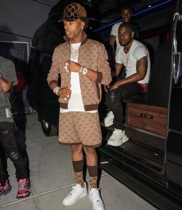 Le bermuda en maille à motifs GG En Intarsia -Gucci de Lil Baby sur le compte Instagram de @lilbaby_1