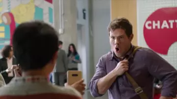 Purple long sleeve shirt worn by Phil (Adam DeVine) in Jexi