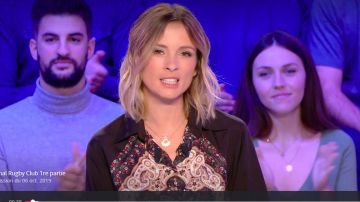 The long dress black printed and pleated Isabelle Ithurburu in Canal Rugby Club the 06.10.2019