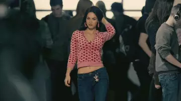 Pink jacket with red hearts worn by Jennifer of (Megan Fox) in Jennifer's Body