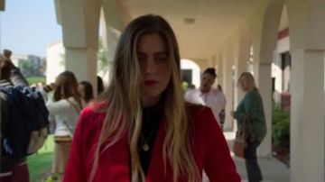 Sandro Red Billy Double-Breasted Swiss Dot-Effect Blazer worn by McAfee Westbrook (Laura Dreyfuss) in The Politician Season 1 Episode 7