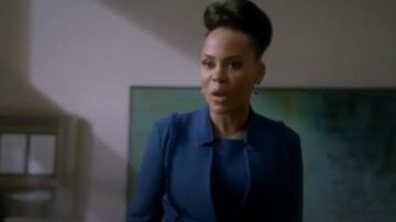 St. John Collection blue sleeveless gridded texture knit dress worn by Tegan Price (Amirah Vann) in How to Get Away with Murder Season 6 Episode 2