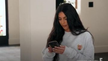 Yeezy White Calabasas Sweatshirt worn by Kim Kardashian in Keeping Up with the Kardashians Season 17 Episode 4