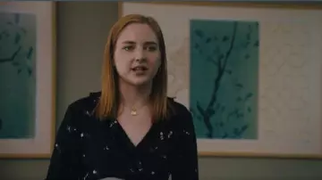 Rails Navy Floral printed ruffled wrap blouse worn by Violet Simmons (Haley Ramm) in Light as a Feather Season 02 Episode 10