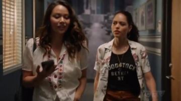 Black Label Vintage woodstock bethel New York distressed Tee worn by Angela Lopez (Alyssa Diaz) in The Rookie Season 2 Episode 2