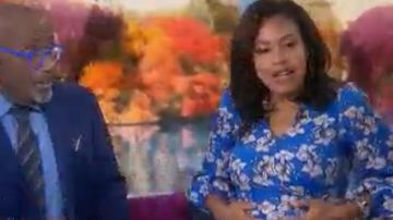 Eliza J Floral Faux Wrap Asymmetric Ruffle Midi Dress worn by Sheinelle Jones on Today October 8, 2019