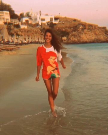 The t-shirt little mermaid worn by Iris Mittenaere on the account Instagram of @irismittenaeremf