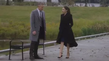 Black Trench Coat worn by Emily Rhodes (Italia Ricci) as seen in Designated Survivor S02E09