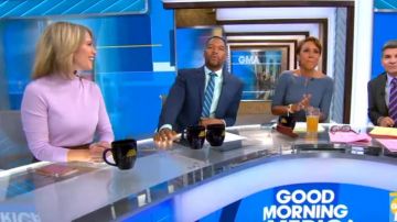 Megan Berry Leather Pen­cil Skirt worn by Amy Robach on Good Morning America Weekend October 9, 2019