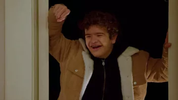 Cord Velvet Brown Jacket With White Borg Collar worn by Gaten Matarazzo in Prank Encounters