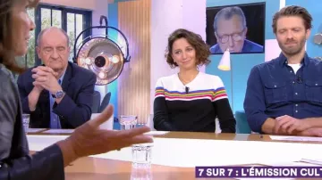 Le pull à bandes arc en ciel de Marion Ruggieri dans C à vous
