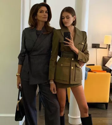 La chaqueta militar verde caqui de Kaia Jordan Gerber en la cuenta de Instagram de @kaiagerber