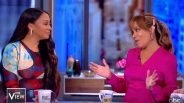 Thierry Mugler Abstract Multicolor Jersey maxi dress worn by La La Anthony on The View October 11, 2019