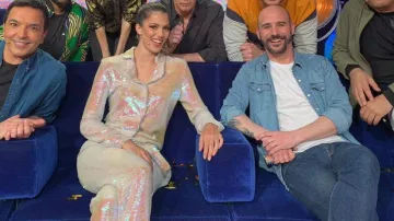 The combination of sequins holographic Iris Mittenaere in Friday, anything goes with Arthur