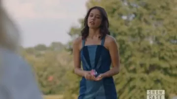 Blank NYC blue 70s denim playsuit worn by Josie Saltzman (Kaylee Bryant) in Legacies Season 2 Episode 1