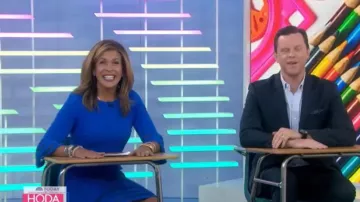 Calvin Klein capri bell-sleeve striped mesh dress worn by Hoda Kotb on Today October 12, 2019