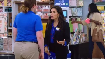 Ba&Sh blue terry shirt worn by Amy (America Ferrera) in Superstore Season 5 Episode 3