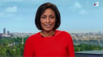 Malla naranja sanguina fina superior de Leïla Kaddour-Boudadi en Journal de 13 heures el 12.10.2019