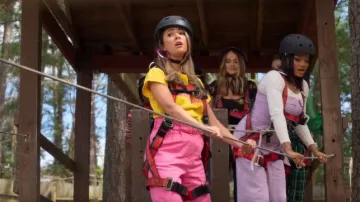 Alberta ferretti yellow and pink graphic wednesday tee worn by Leah Merritt in Insatiable Season 02 Episode 02