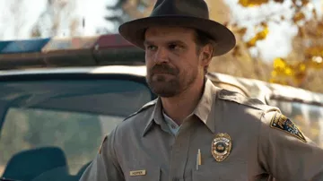 The badge of police Jim Hopper (David Harbour) in Stranger Things