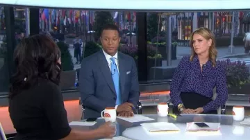 Vanessa seward elise animal-print chemise en soie porté par Savannah Guthrie aujourd'Hui 14 octobre 2019