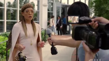 Pink cape midi dress worn by Dominique Deveraux (Michael Michele) in Dynasty Season 3 Episode 1