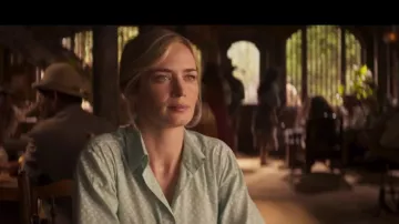 The shirt is green and white printed Lily Houghton (Emily Blunt) in Jungle Cruise