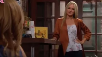 Cami NYC striped flo­ral lace camisole top worn by Sharon Collins (Sharon Case) as seen on The Young and the Restless October 15, 2019