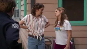 Madewell rainbow striped central tunic shirt worn by Nonnie Thompson (Kimmy Shields) in Insatiable Season 2 Episode 10