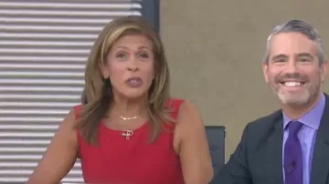 Karen millen Red Tie Belt Flu­id mi­di dress worn by Hoda Kotb on Today October 16, 2019