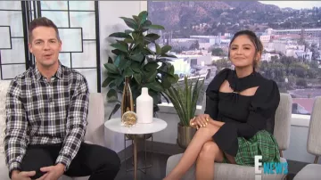 Cult Gaia Em­bell­ished Cutout Ribbed Cot­ton Sweater worn by Erin Lim on E! News October 16, 2019