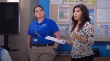 Ba&sh White Paco Floral Top worn by Amy (America Ferrera) in Superstore Season 5 Episode 4