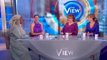 Alice + Olivia Farrel Pleated Paperbag-Waist Pants worn by Abby Huntsman on The View October 17, 2019