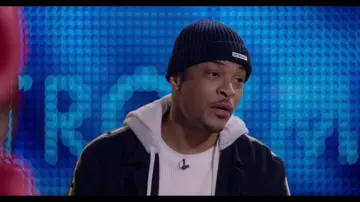 Bonnet off-white dark blue worn by T. I. in Rhythm + Flow