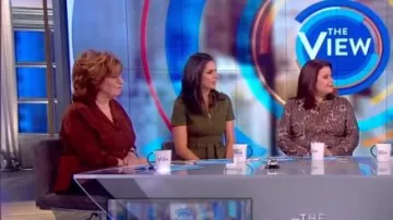 Alice + Olivia gorgeous wide leg jumpsuit worn by Abby Huntsman on The View October 18, 2019