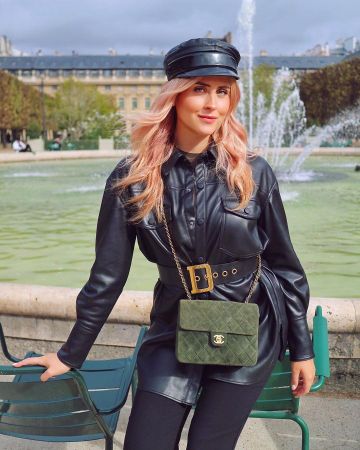 En cuir Noir, d'une Veste de Valentina Ferragni sur l'Instagram account @valentinaferragni