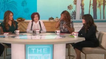 No.21 two-tone printed short-sleeve mini dress worn by Eve on The Talk October 19, 2019