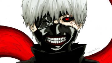 The mask of Kaneki Ken Natsuki Hanae in the series Tokyo Ghoul 