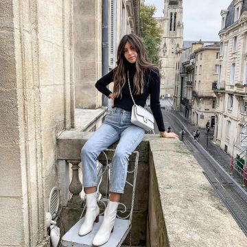 Les bottines blanches  portées par Lisa Germaneau  sur le compte Instagram de @lisagermaneau 