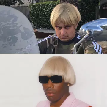 Short Straight Men Wig Golden Blonde Color worn by Oliver Tree on his Instagram account @olivertree